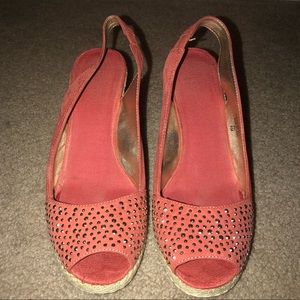 Anne Klein Shoes - Orange w gold studs espadrille wedge Anne Klein Shoes - Orange w gold studs espadrille wedge